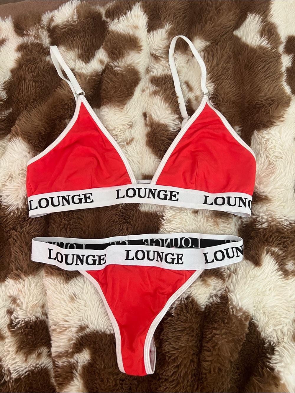 Lounge Red Logo Elastic Bralette & Thong Set
